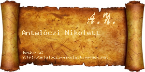 Antalóczi Nikolett névjegykártya